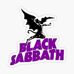 a sticker with the words black sabrath in purple and an image of a dragon