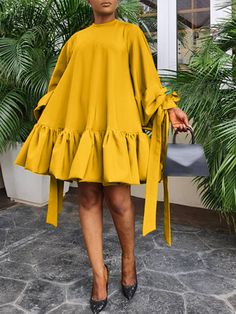 Package included: 1 DressMaterial: 95%Polyester + 5%SpandexColor:White,Yellow,RedSleeve: Long SleevePocket:YesSize: S,M,L,XL,2XL,3XL,4XL,5XLPattern: SolidLength: Thigh-LengthFeatures: Pleating,Puff SleeveStyle: Leisure,Leisure,Holiday,Europe,Daily,FashionSeason: Spring,AutumnOccasion: Party,Holiday,Streetwear,Travel,Casual,Family,AppointmentAttention：1.Please check the detail sizes on the size chart image before you buy it!2.Size may be 2cm/1 inch inaccuracy due to hand measure,Color may be litt Elegant Cocktail Party, Tops 2022, Ruffled Tops, Loose Midi Dress, Stand Collar Shirt, Dress 2022, Church Outfit, Summer Sundress, Tent Dress