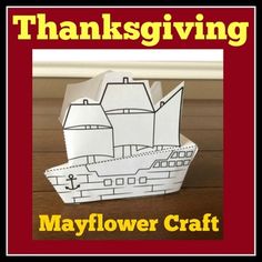 a paper boat with the words thanksgiving on it and an image of a pirate ship