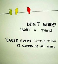 two birds sitting on a wire with the words don't worry about a thing cause every little thing is gone be all right