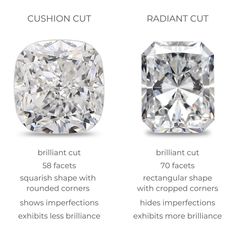 the cushion cut and brilliant cut diamonds are compared to each other, but not for comparison