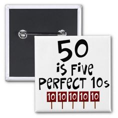 a greeting card with the words 50 is five perfect 10's on it in black and red