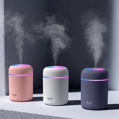 Turn any space into your very own slice of paradise. Our portable air humidifier & diffuser will transform any room into a relaxing environment. Add your own fragrances or essential oils to your diffuser and let them gently fill the air. Creating a calming & relaxing atmosphere. Ready to use straight out of the box! Just fill your new diffuser up with water. If you're feeling adventurous straight away add a touch of your own essential oils or fragrances. Then watch the magic happen! Choose betwe معطر جو, Penyimpanan Makeup, Essential Oil Diffuser Humidifier, Alat Makeup, Portable Humidifier, Aroma Essential Oil, Cool Mist Humidifier, Aroma Oil, Air Humidifier