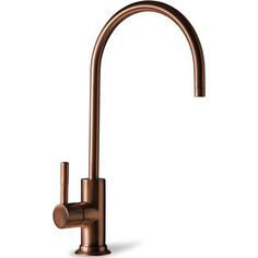 a copper colored faucet on a white background with the handle extended and nozzles