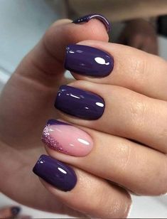 Natural Summer Nails, Dark Purple Nails, Natural Nail Designs, Nails Yellow, Square Nail Designs, Short Square Nails, Finger Nails, Disney Concept Art