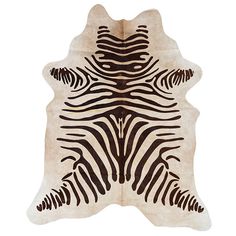 a black and white zebra print rug on a white background