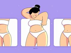 three different stages of the same woman's body