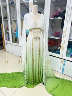 a dress on display in a store window