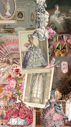 the collage has many different pictures on it, including an image of a woman in pink