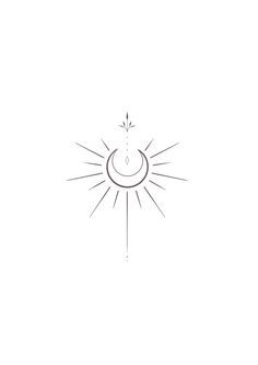 a black and white drawing of a sun with rays coming from it's center