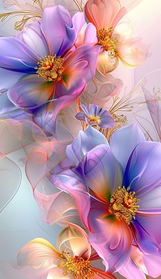 colorful flowers on a white and blue background