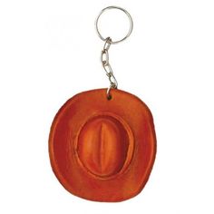 an orange hat shaped keychain on a white background