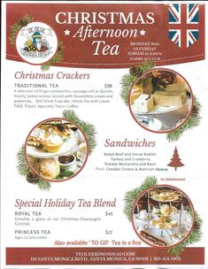 the christmas afternoon tea flyer is shown