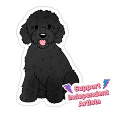 a black dog sticker with the words support independent artists