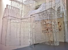 an art installation made out of wire and wood