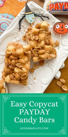 easy copycat payday candy bars on a plate