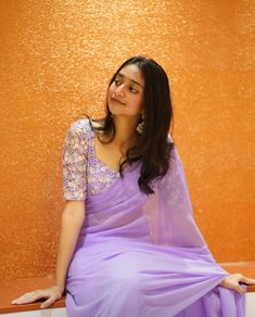 Lavender Saree, Indian Dress Up, Saree Wearing Styles, Simple Lehenga, Simple Saree Designs, Fashionable Saree Blouse Designs, Fancy Sarees Party Wear, Simple Sarees, Saree Designs Party Wear