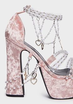 What's New | Trendy Women's Clothing at Dolls Kill Holy Revelation Platform Heels, Pink Velvet Shoes, Dollskill Shoes, Dolls Kill Shoes, Gothic Glam, Beaded Ankle, Pink Platforms, Pink Men