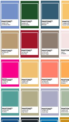 pantone's color chart with different shades