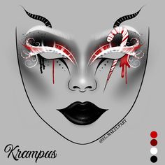 If you recreate this look please tag me on Instagram 😁🫶 #facechart #egmakeupart #makeupideas #makeupinpso #christmasmakeup #xmasideas #christmas #krampus #horror #horrormakeup #halloweenmakeup Hero Makeup Ideas, Krampus Makeup Inspiration, Gothic Elf Makeup, Scary Elf Makeup, Goth Christmas Makeup Looks, Christmas Gore Makeup, Alternative Christmas Makeup, Christmas Drag Makeup, Krampus Makeup Women