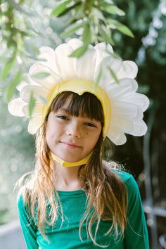 PREORDER: This item will ship August 15th.  This bright daisy costume is the perfect addition to any dress-up box. It comes with soft, eco-friendly cotton pajamas and a hat that snaps under the chin. Buy it on its own or with our other flower costumes for a precious bouquet!  95% cotton, 5% spandex.     Made in the USA. Daisy Costume Flower, Flower Costumes, Costume Fleur, Daisy Costume, Fairy Adventure, Maileg Rabbits, Garden Fairies, Pajama Costume, Flower Costume