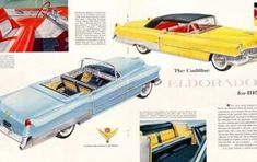 an advertisement for the cadillac eldorado car, with pictures of cars in it