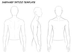 an image of a man's back and shoulder tattoo template for the front view