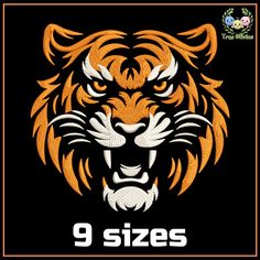 an orange and black tiger head with the number nine on it's chest, which reads