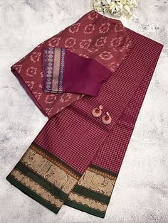 Iniya magenta kanchi cotton saree  Pure cotton saree Thread weaving border and body Handloom Attached running blouse piece 6.2 metres To view more kanchi cotton sarees, pls click on https://aavaranaa.com/product-tag/iniya/ Diwali Cotton Saree With Zari Weaving, Madurai Cotton Sarees, Kalyani Cotton Sarees, Begampuri Cotton Saree, Begumpuri Cotton Sarees, Cotton Saree Blouse, Unique Designers, Blouse Piece