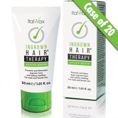 ItalWax Ingrown Hairs THERAPY - Active Paste | Prevents and Eliminates Ingrown Hairs and Reduces Swelling / 1.01 oz. - 30 mL. X 20 Units = 1 Case. ItalWax Ingrown Hairs Therapy Active Paste prevents and eliminates ingrown hairs and bumps on the the face, bikini line, legs and underarms. Scientifically formulated with T Photography Showcase, Hair Therapy, Wax Strips, Cough Remedies, Health Articles, Ingrown Hair, Vitamin A, Tree Oil