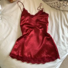 Great Condition With Tags Tiny Rips On The Top Back Where The Tag Is On The Other Side Of Cute Red Sleepwear, Red Night Dress, Red Lingerie Dress, Lia Core, Sleepwear Women Nightwear, Lovers And Friends Dress, Fashion Dress Up Games, Red Pajamas, Red Slip Dress