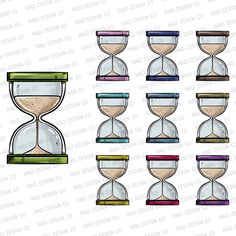 an hourglass is shown with different colors