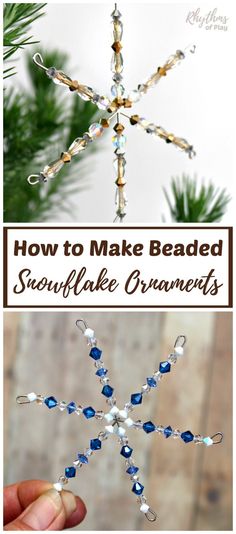 how to make beaded snowflake ornament for christmas tree ornaments with instructions