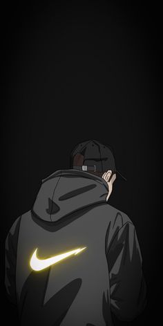 the back of a man's hoodie with a nike logo painted on it