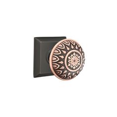 a black and brown door handle with an ornate design