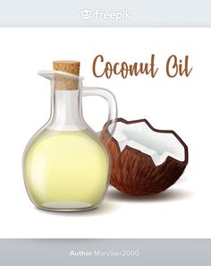 Coconut Oil Illustration, Coconut Illustration, Vector Food Illustration, Making Skin Care Products, Cooking Oil Bottle, Coconut Tea, Healthy Cooking Oils, Recipe Book Design, Olive Oil Packaging