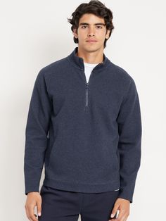 mock neck long sleeves half-zip front front pockets hidden zip stash pocket pullover style relaxed fit hits below waist model is approx.  6'1" and wears size mmachine wash according to the care instruction label  . Best Holiday gift for Men , perfect Jackets for Christmas! Holiday Gifts For Men, Old Navy Men, Mens Clothes, Family Maternity, Family Pajamas, Half Zip, Toddler Boys, Pullover Styling, Mock Neck