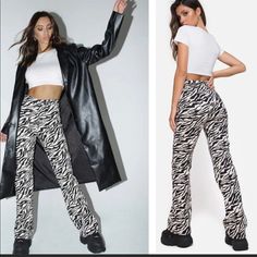 Brand New! Zebra Flare Leg Pants. High Waist Size Xxs Waist 13��” Rise 11” Inseam 31” 25 Zebra Pants, Zebra Pant, Motel Rocks, Flare Leg Pants, Size Xxs, Pants Color, Waist Size, Leg Pants, Pant Jumpsuit