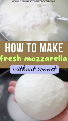 how to make fresh mozzarella without rinses in a skillet with text overlay