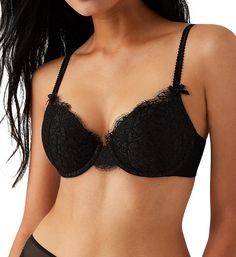 Chic details gives this padded cup bra a stunning look. Contour underwire cup gives you complete support and shaping with light padding. Lace overlay on cup has an eyelash edge at neckline. Center - lace triangle panel with eyelash underside is backed with mesh for strength. Sides and back are two layers of extra fine mesh with soft-backed sewn-on elastic at top and bottom. Unique low stretch elastic straps have knotted dot trim with a split design at front that's fused at front of shoulder and Fine Mesh, Neck Deep, Split Design, Cup Bra, Brand Sale, Full Figured, Bra Cups, Lace Overlay, Underwire Bra