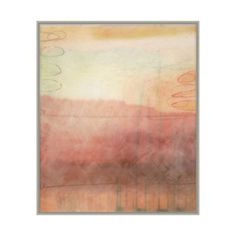 an abstract painting with pink and orange colors