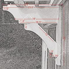 an image of a drawing of a building with measurements on the wall and below it