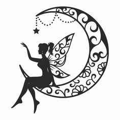 a fairy sitting on the moon with stars