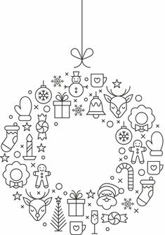 Christmas Embroidery Patterns, Christmas Arts And Crafts, Christmas Doodles, Christmas Card Crafts, 자수 디자인, Christmas Window, Christmas Drawing, Christmas Coloring Pages, Christmas Embroidery