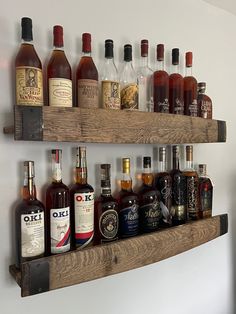 there are many different types of liquor on the shelves