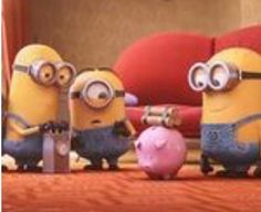 three minion characters standing next to each other