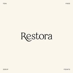 the word restora written in black on a white background