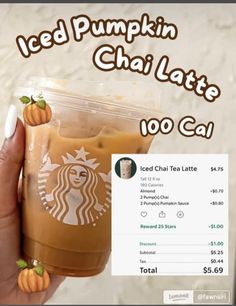 the iced pumpkin chai latte is on sale