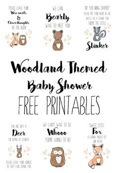 the woodland themed baby shower printables are perfect for any child's nursery