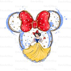 a disney mouse with a red bow on it's head